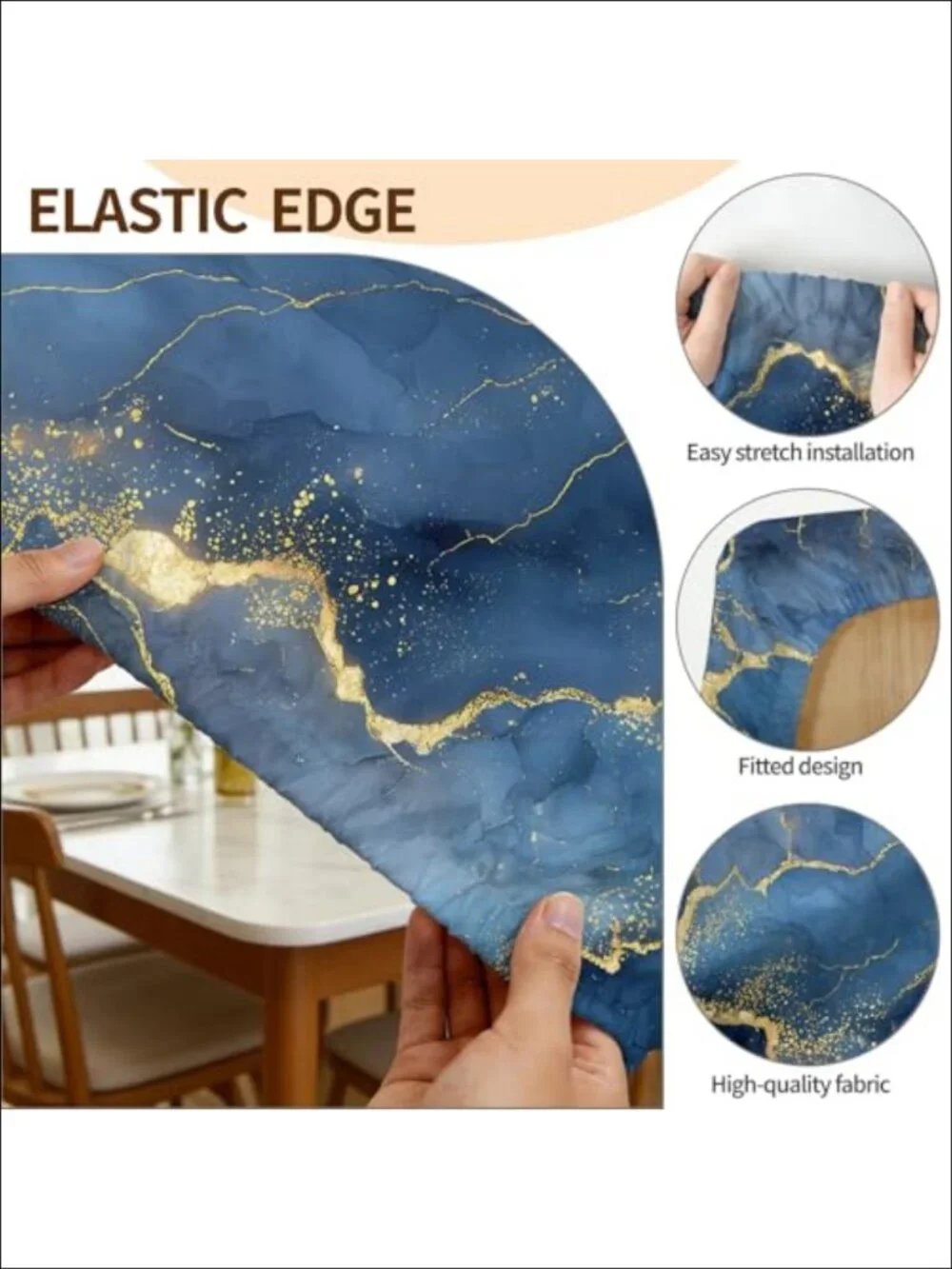 Waterproof Fitted Tablecloth for 6 Foot Rectangular Folding Table